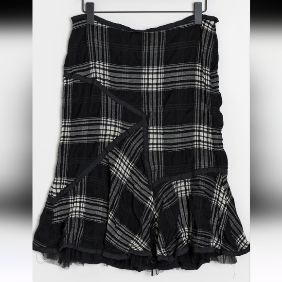 Bandolera Dresses & Skirts - Bandolera Women's Black & White Plaid Tulle Bottom Midi Skirt VGUC Size 12
